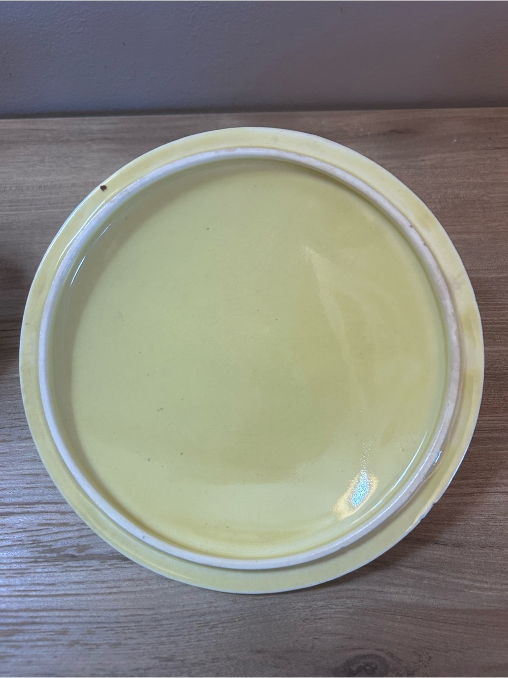 Vintage Blue and Yellow Ceramic Covered Casserole Dish mid century art deco - Picture 6 of 7